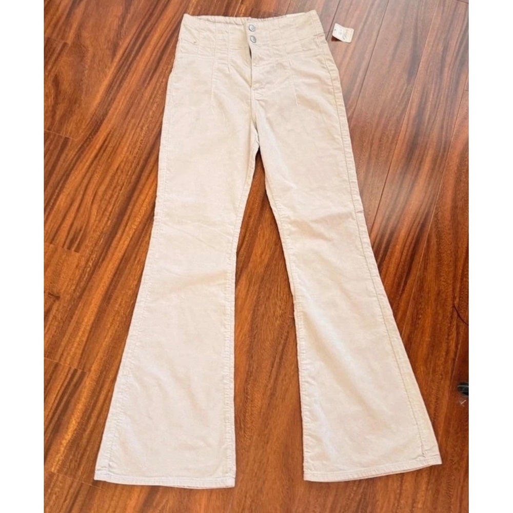 We The Free Jayde Cord High Rise Flare Pants Khaki Tan Size 29